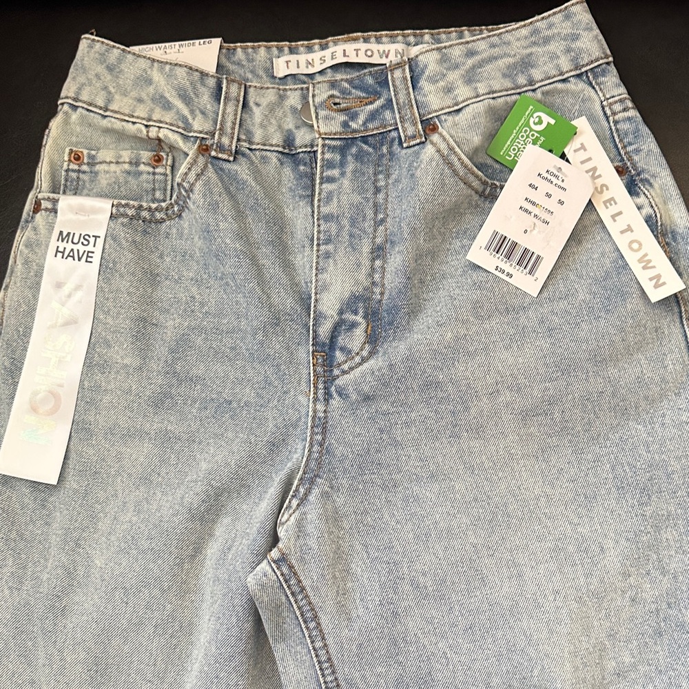 Tinseltown Light Blue High Waist Wide Leg Jeans